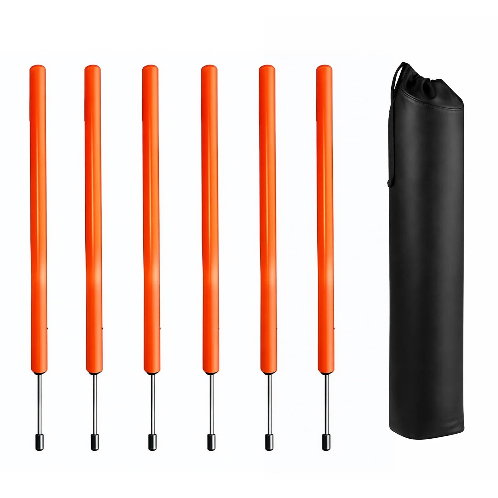 TerraNook Dog Weave Poles 6-Pack, 62cm PVC Dog Agility Equipment, Lightweight Portable Dog Training Poles for Agility Training, Obedience Practice and Exercise for All Dog Breeds, Orange