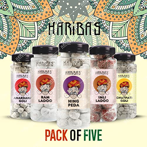 Image of HARIBAS Combo Anardana Goli, Ram Ladoo, Hing Peda, Imli Ladoo And Chatpati Goli 180Gm - Each Pack Of 5
