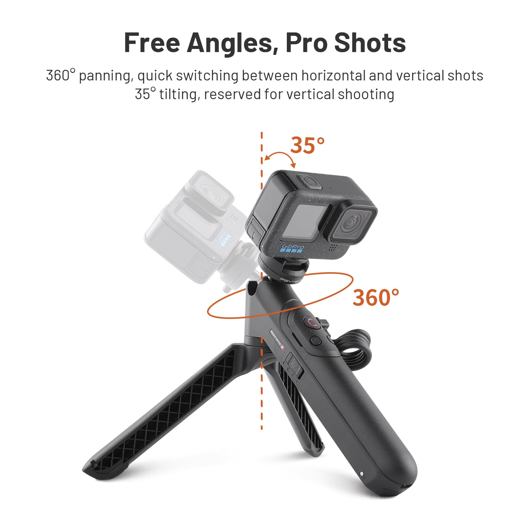 PGYTECH CapLock MantisPod Power, Batteriegriffhalterung für Insta360 Ace Pro 2/X3 Laden Selfie Vlog Anhang Stativ Einbeinstativ mit Action Kamera und 1/4" Adapter, 5000mAh Stromstick für Telefon
