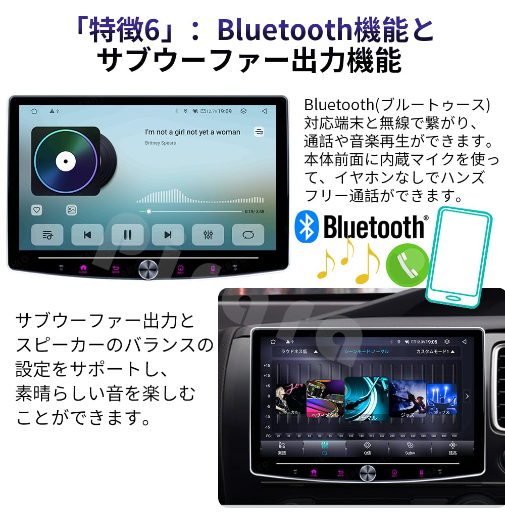 Amazon.co.jp: Pirara 10インチ 2DIN Androidカーナビ 画面角度調整