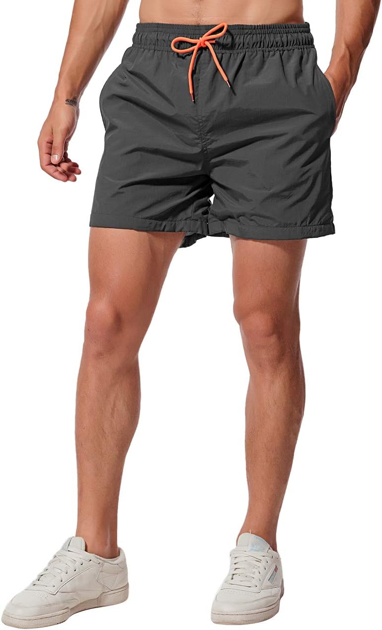 Men's Swimming Shorts, Beach Shorts, Quick-drying Shorts, Sports Shorts with Mesh Lining and Adjustable Drawstring