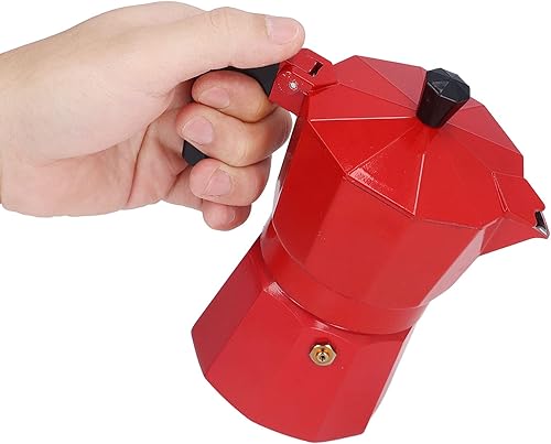 Miniatura 8 de Cafetera para estufa, 5.1 fl oz, 3 tazas de aluminio estilo italiano clásico, válvula de alivio de seguridad integrada con mango ergonómico,