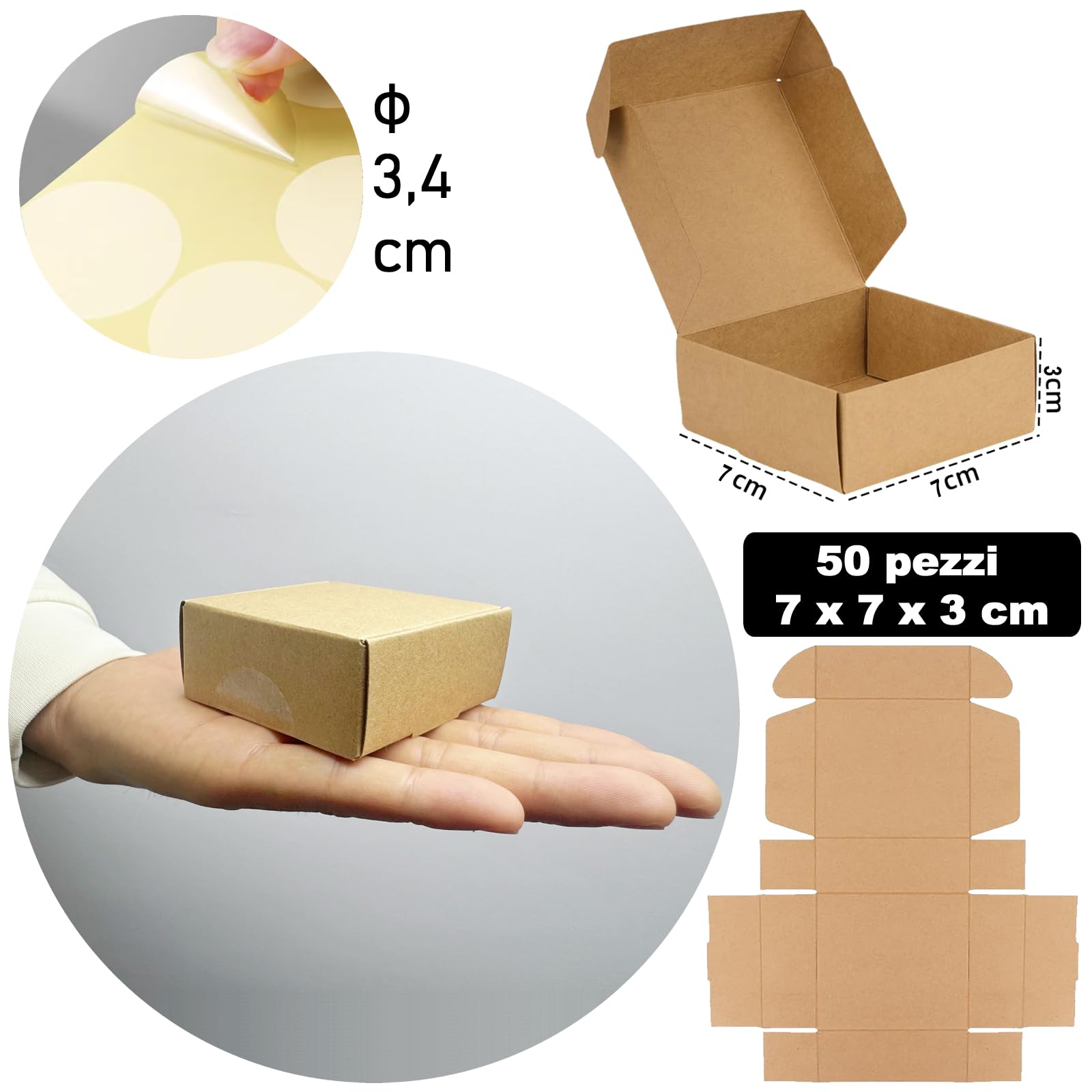 50 Pezzi Mini Scatola Di Carta Kraft Con Finestra Confezione Regalo Per Sapone Fatto In Casa Dolciumi E Pasticceria Bianco~p135117745