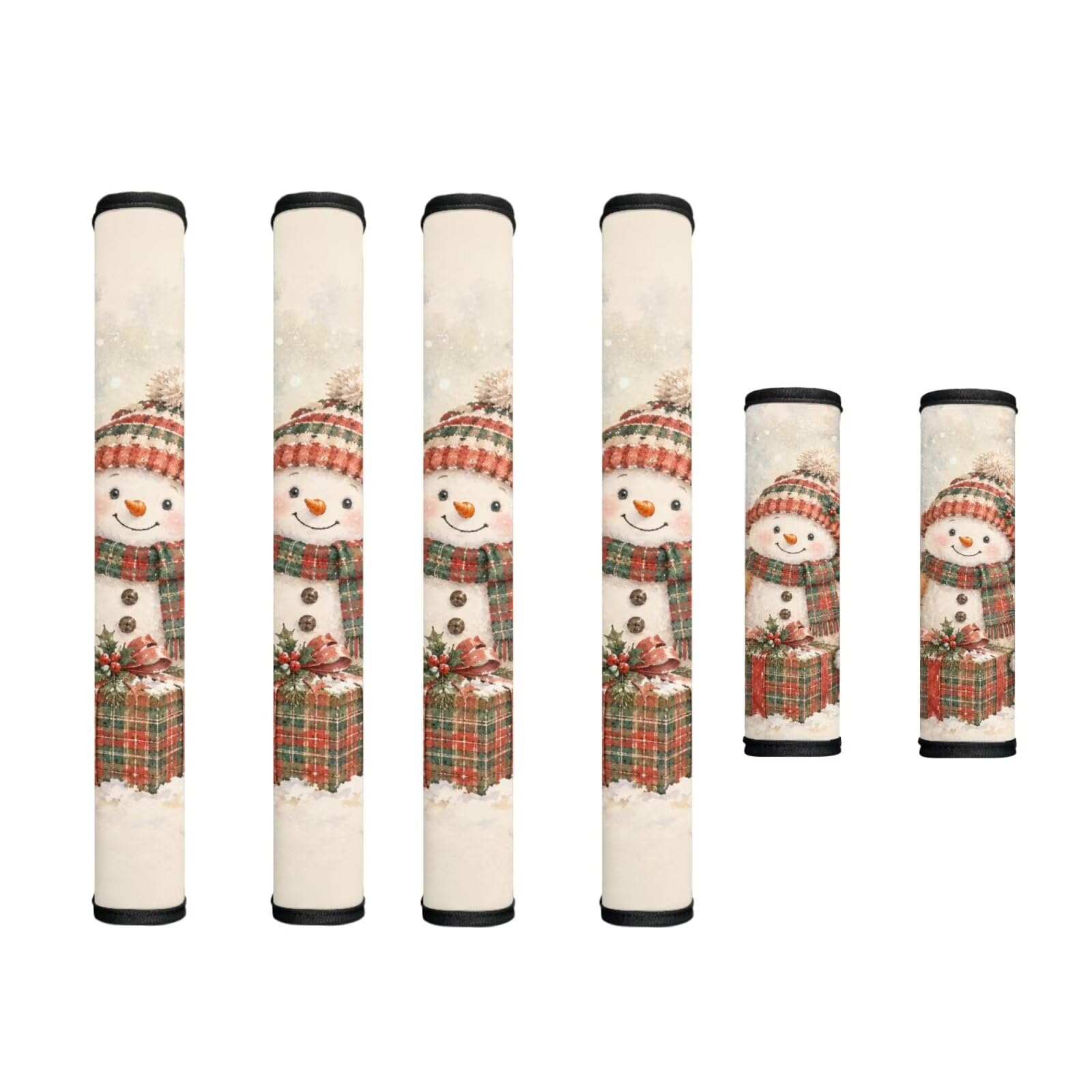 6 Pcs Refrigerator Microwave Door Handle Covers Christmas Decor Electrical Appliances Handle Protector Keep Clean and Protected from Oil Stains, Snowman Dog Cat Beige