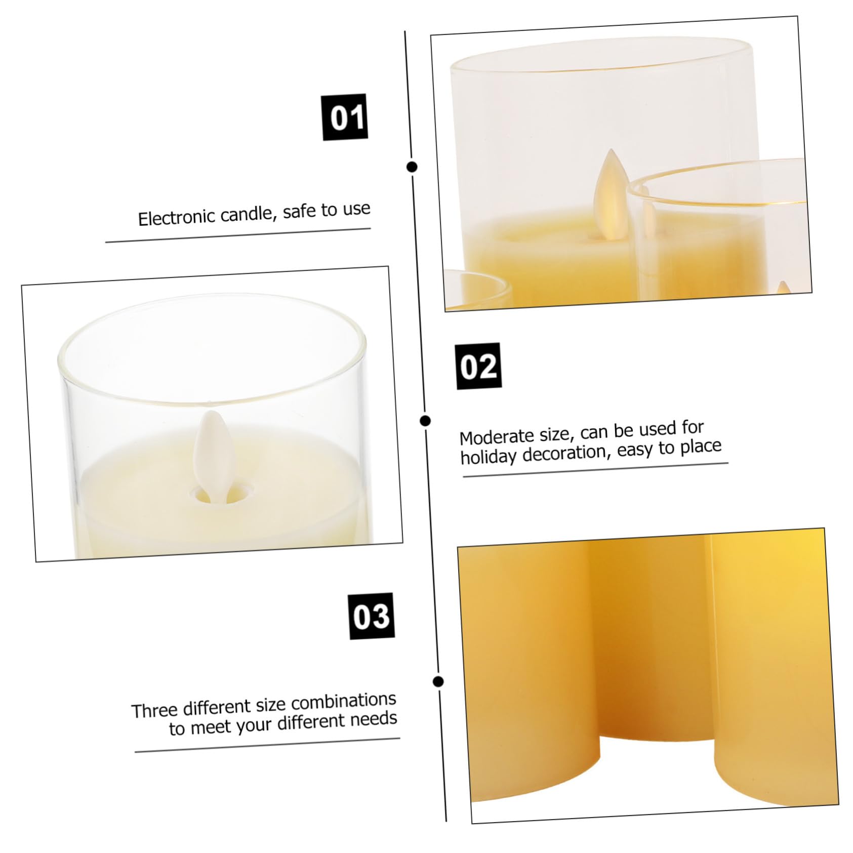 Housoutil Set di 3 Candele LED senza Fiamma con Telecomando Realizzate in Paraffina e Vetro Pratiche e Sicure la Famiglia Perfette per Decorazioni Ambientali
