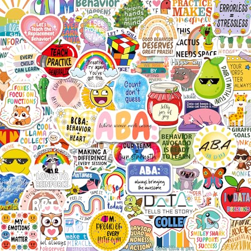 Shizvaeus 200PCS ABA Stickers for Kids Therapists, Applied Behavior Analysis Stickers for Water Bottle Laptop, Waterproof Vinyl ABA Decals for Class Rewards Office Decor