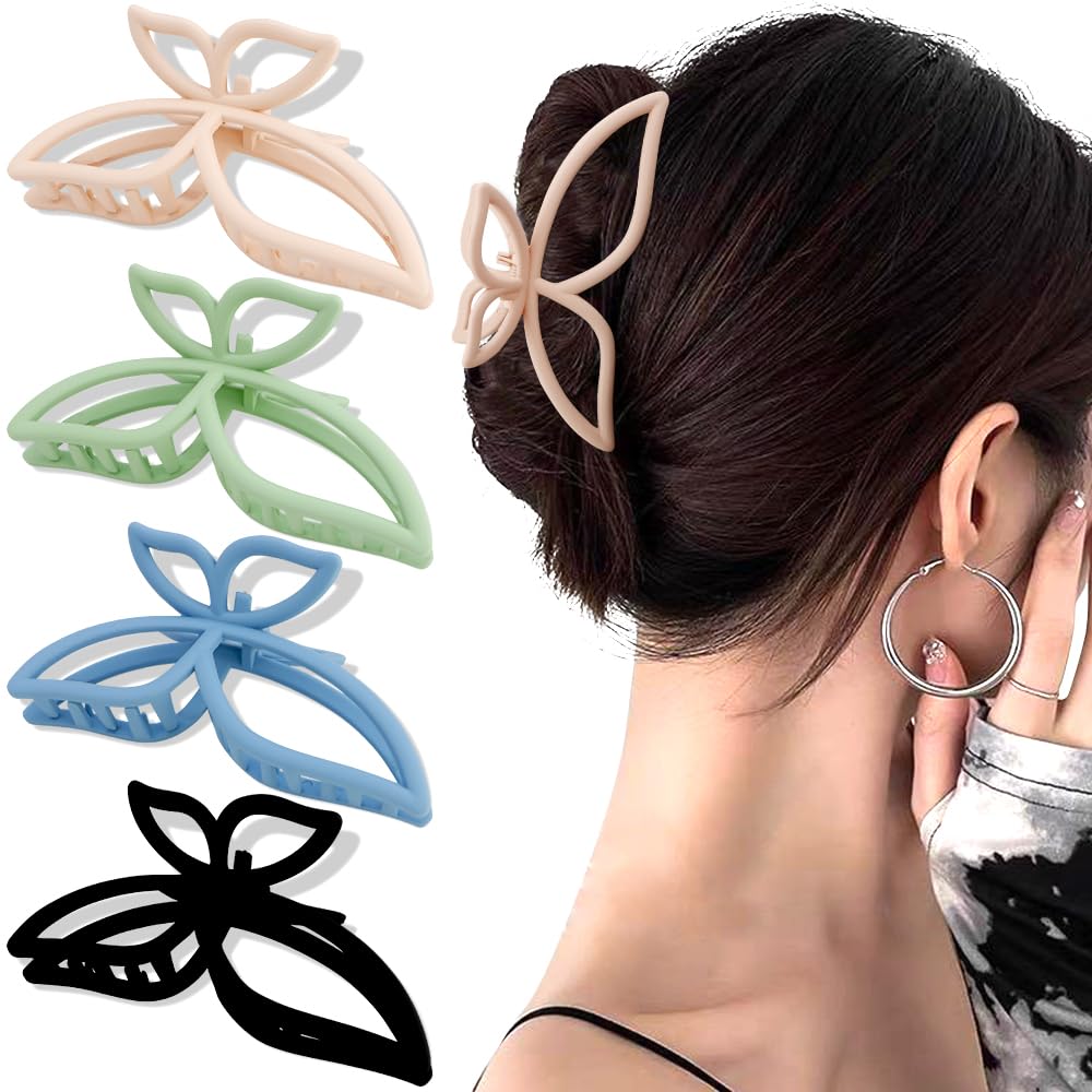 Amazon.co.jp: AHONEY バタフライヘアクリップ、4個 バタフライクロウ 