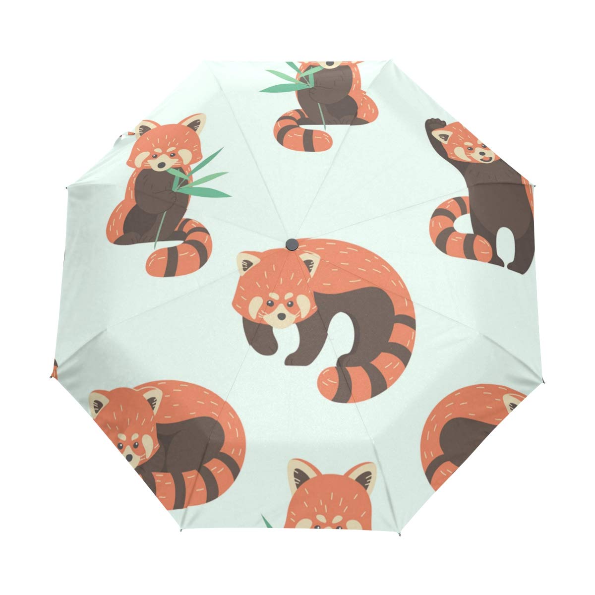 My DailyCute Red Panda Travel Auto Open Close Umbrella Anti-UV Windproof Lightweight Compact Folding Umbrella