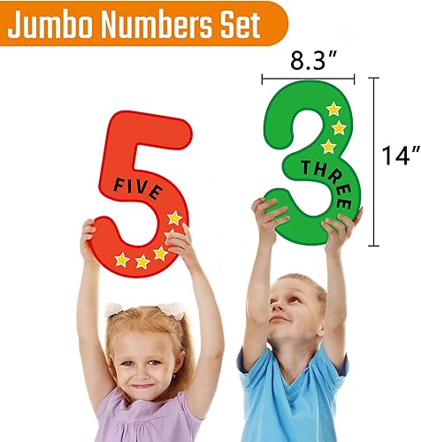 Miniatura 2 de Qyeahkj Tablero de anuncios de números gigantes, póster educativo de matemáticas para niños pequeños, póster de maestros, póster de matemáticas