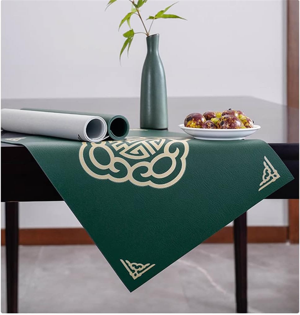 2 Pcs Tableware Retro Place Mat Chinese Leather Table Mat Heat Insulation Mat Place Mat Table Mat(Black)