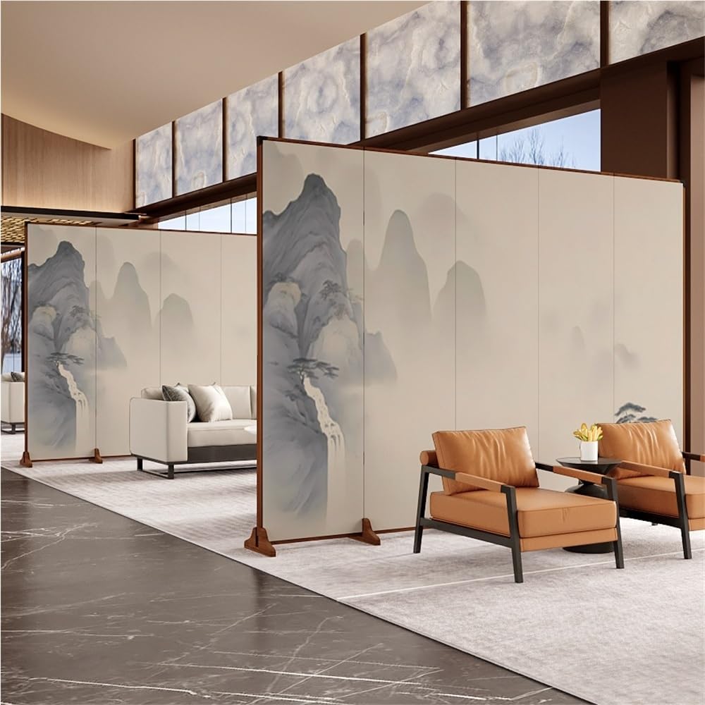 Biombo Separador de Espacios Mampara de Suelo Sencilla con diseño Paisaje for el hogar, Sala Estar, Porche, Oficina, decoración Fondo, Pared, Plegable Divisor de Habitacion