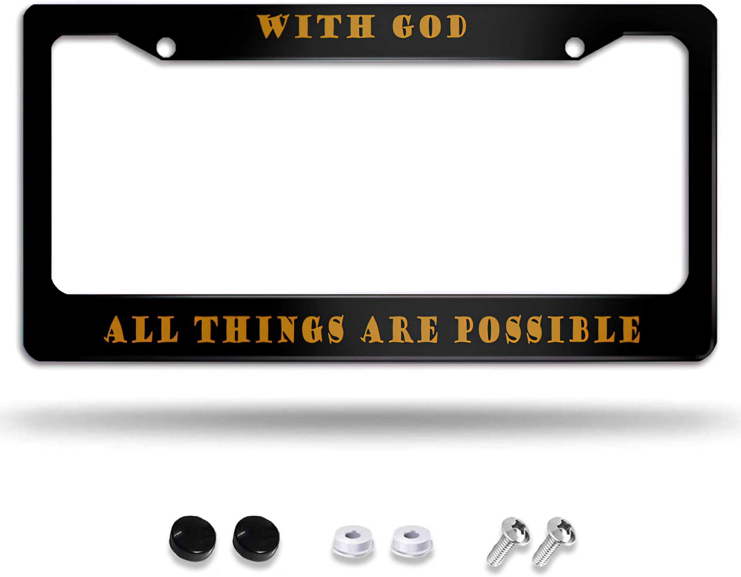 Decorative Car License Plate Frame with God All Things are Possible Designed for Car Aluminum Customized Decor Car Tag for Men/Women with Screw Caps Car Accessories 2 Holes US Canada Standard 12"X6"