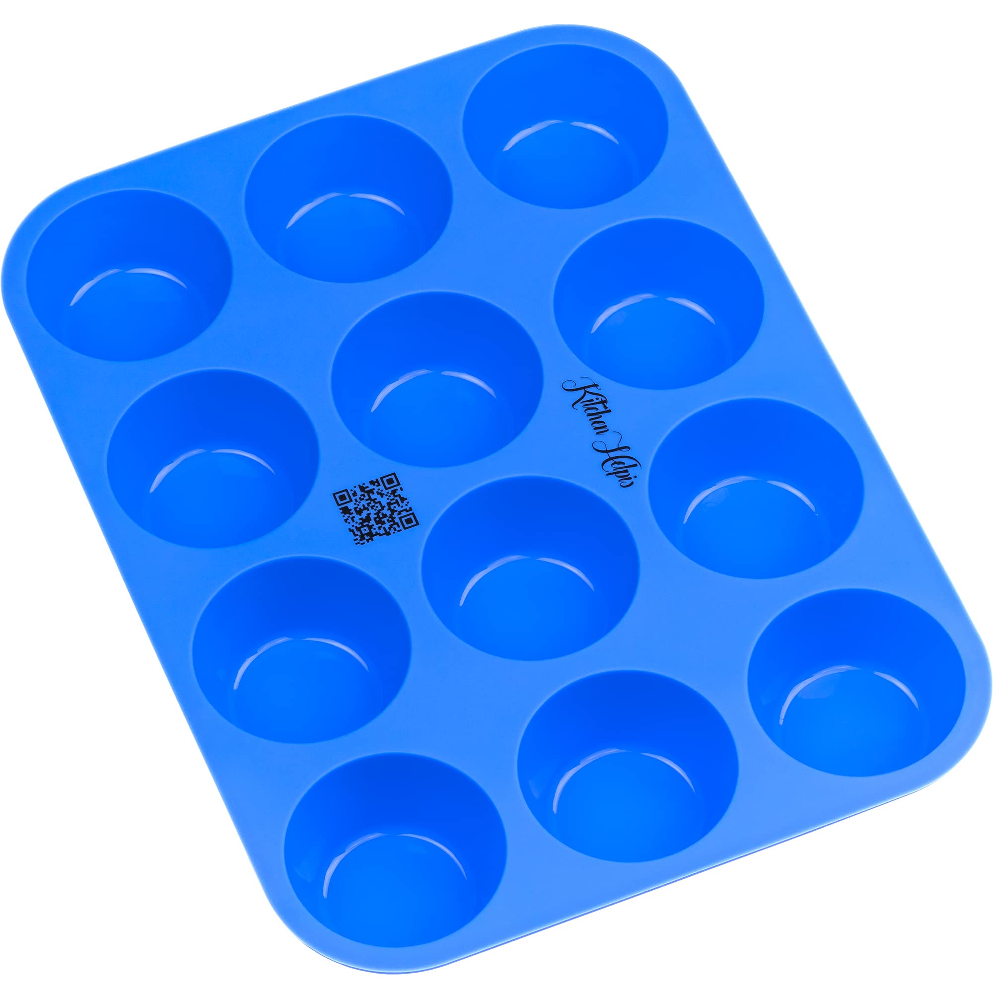 Teglia Per Muffin In Silicone Dualshine Con Struttura In Acciaio – 12 Cavità, Antiaderente, Senza BPA, Rossa, Con Spazzola Inclusa