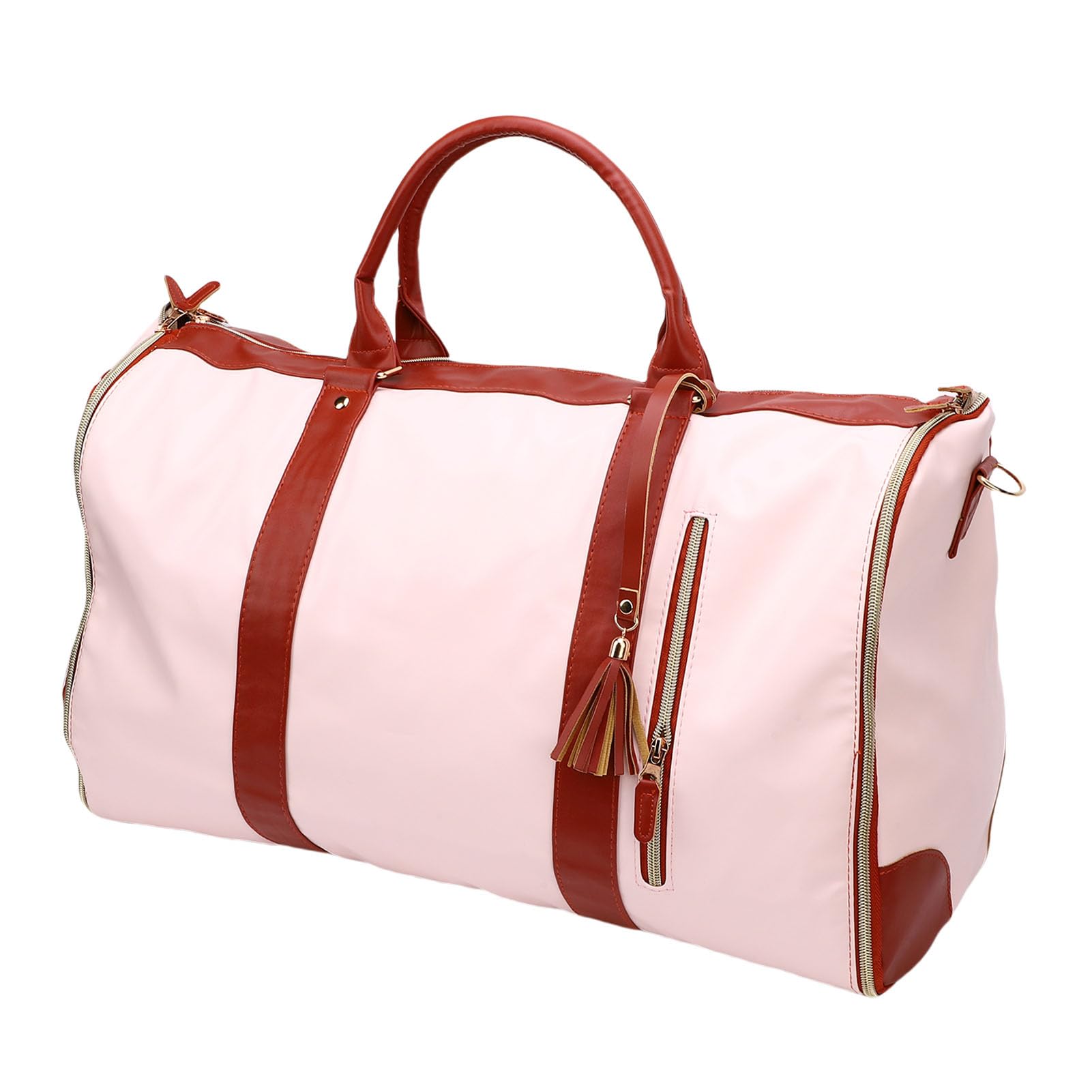 Generic Borsa Porta Abiti Elegante Borsone in Pelle PU per Viaggi di Lavoro con Tracolla e Ampia capacità per Uomini e Donne (Beige)
