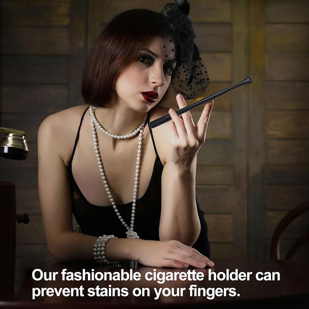 Zigarettenhalter Damen Langer Ausziehbarer Zigarettenhalter Für Damen,  1920er-Jahre Kostüm Cosplay (Zigarettenhalter, Gold Silber),  Theateraufführung,Vintage-Zubehör,Retro-Design,Verstellbarer  Halter,Langlebiges Zigarettenhalter Für Holz, image size:1001x1001