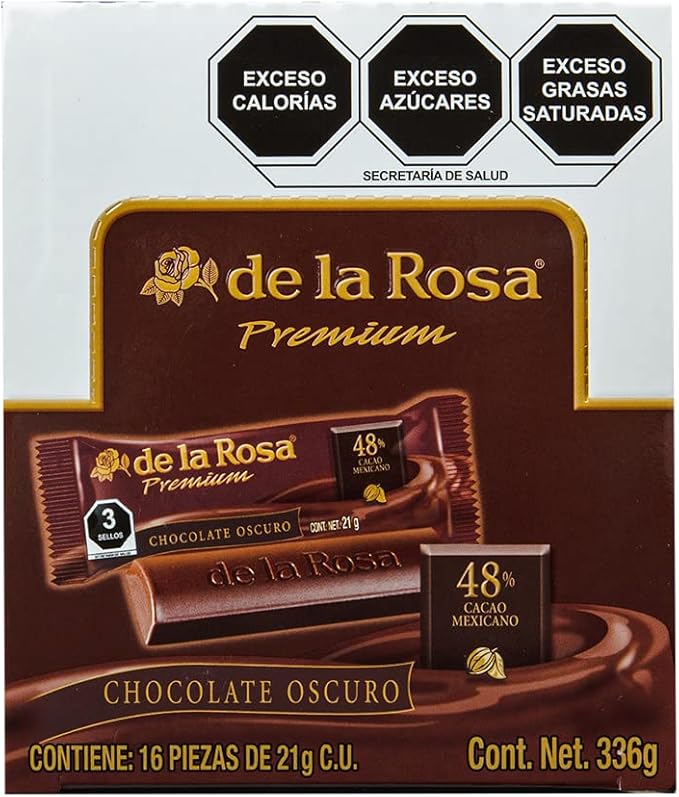 De la Rosa Chocolate Oscuro Premium 16 piezas 21 grs