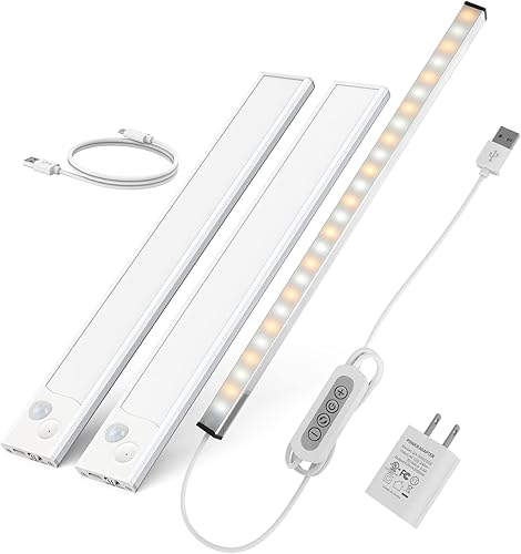 ASOKO Paquete de iluminación LED para debajo del gabinete con luces inalámbricas con sensor de movimiento