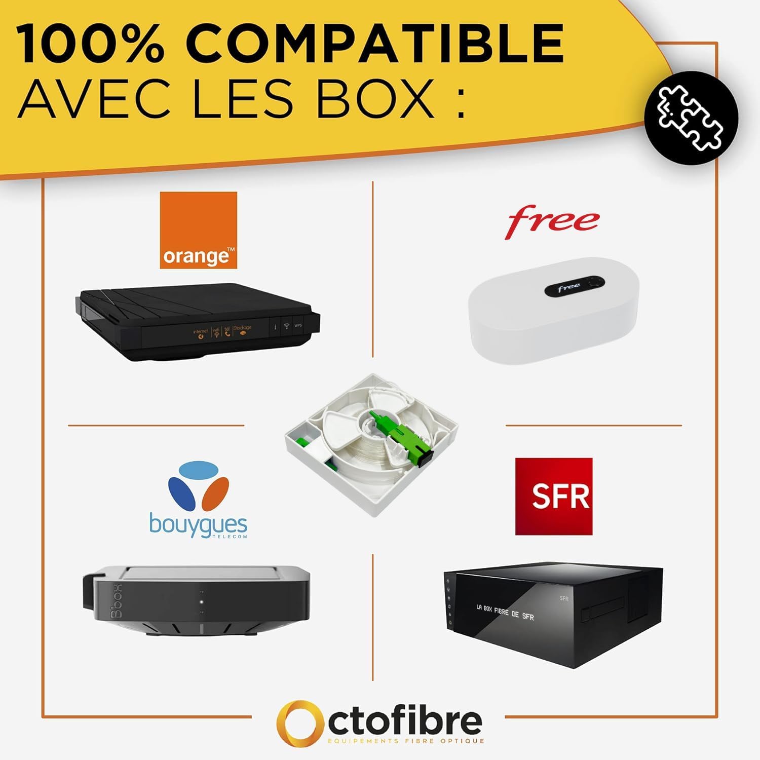 Rallonge Fibre Optique sur Enrouleur - Orange SFR Bouygues Free - 40m - Câble Transparent Invisible - Déplacement de Box Internet - Jarretière non incluse - Garantie 10 ans