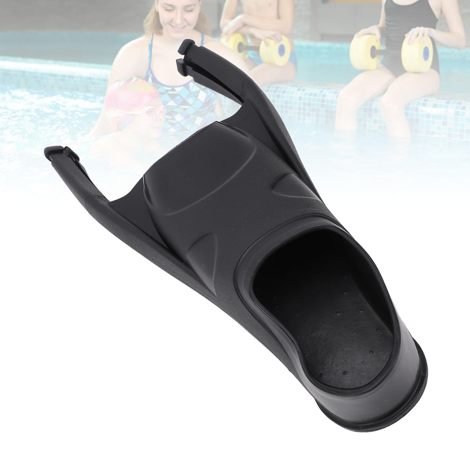 Aleta de buceo con bolsillo para pies, TPR Longblade, aleta de buceo de ala larga, bolsillo para pies para equipo de natación, color negro
