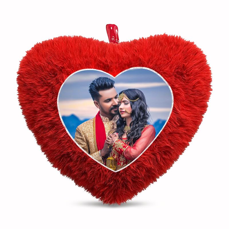 Fur Personalized Gift Photo Cushion for Boyfriend Girlfriend Husband Wife on Occasions Valentine's Day Birthday Anniversary Special Love Gift Heart 15x17 inch, Red (PC38)-image-39