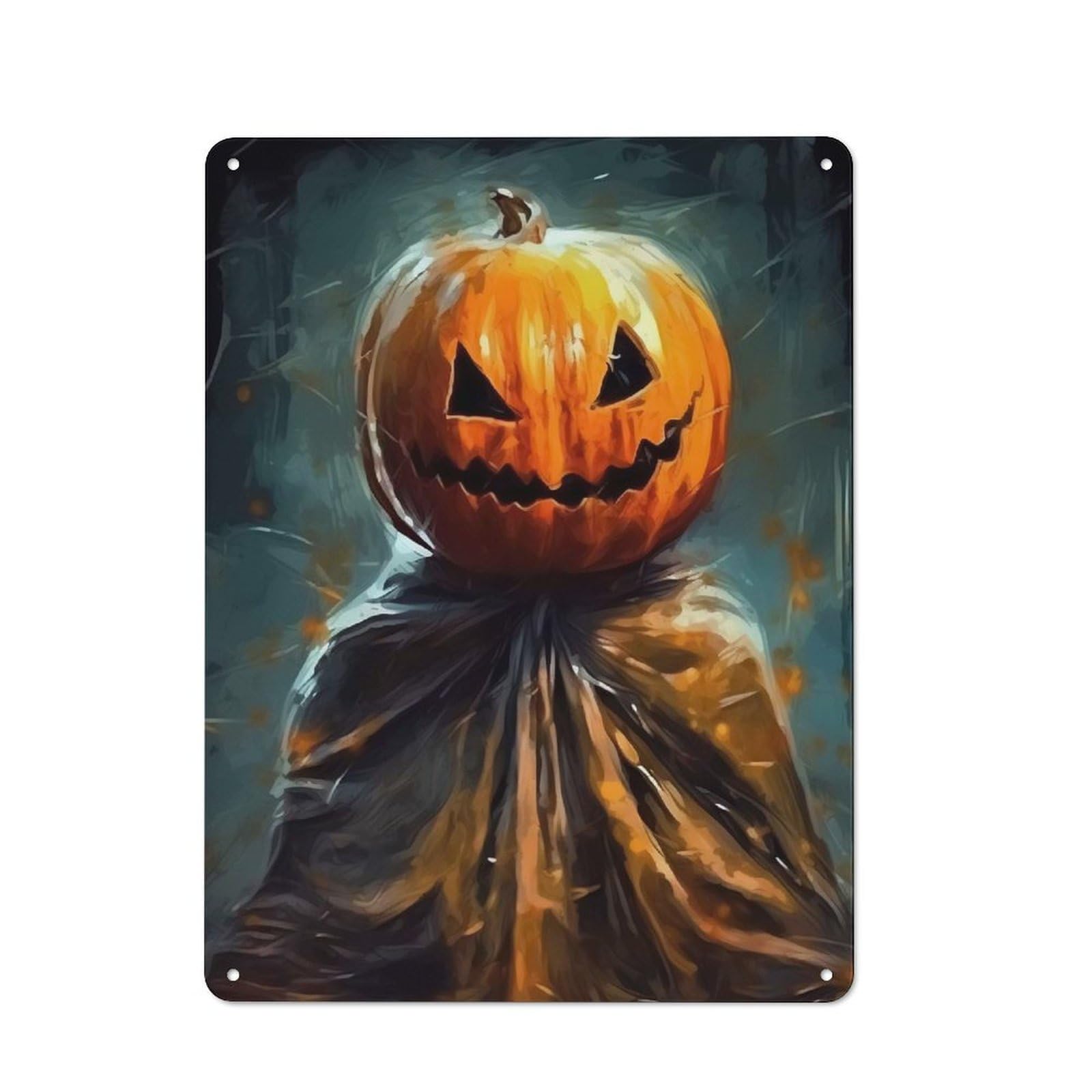 Junmoney Pumpkin Dummy Evil 40X30cm Retro Metal Plaque With For Kitchen Or Home Bar, For Garage, Workshop And Man Cave Decoration