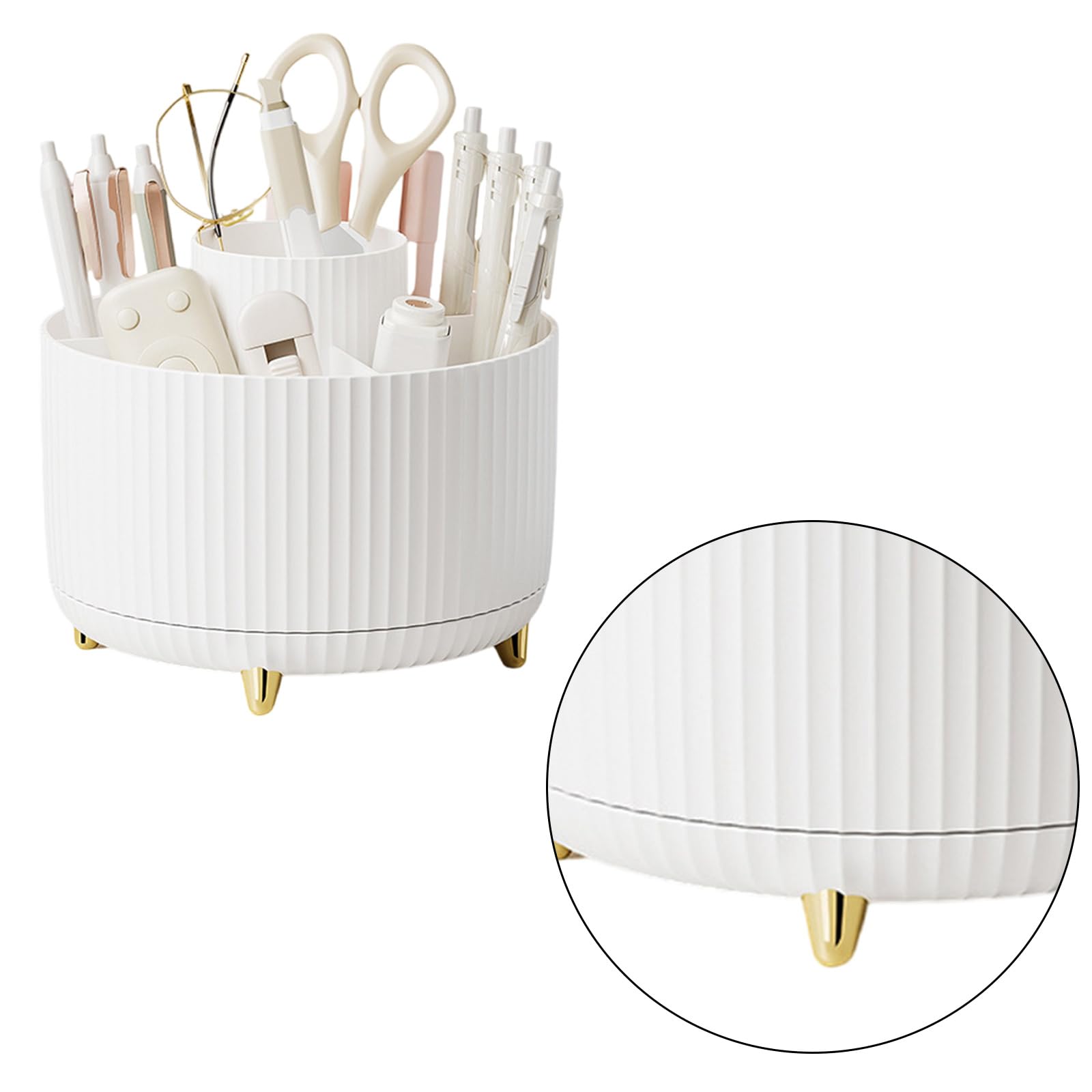 LEYILE Rotating Stationary Organiser 6 Compartments Desk Organiser Makeup Supplies Organiser For Bathroom Dresser Countertop