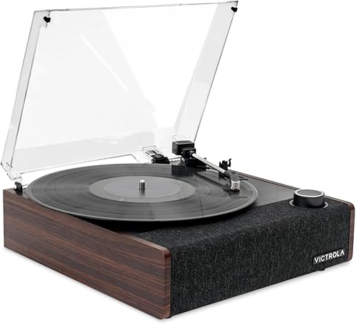 Miniatura 4 de Victrola Eastwood II - Tocadiscos con altavoces, Bluetooth 5.1 y tecnología de transmisión de vinilo, reproductor de vinilo de 3 velocidades estilo
