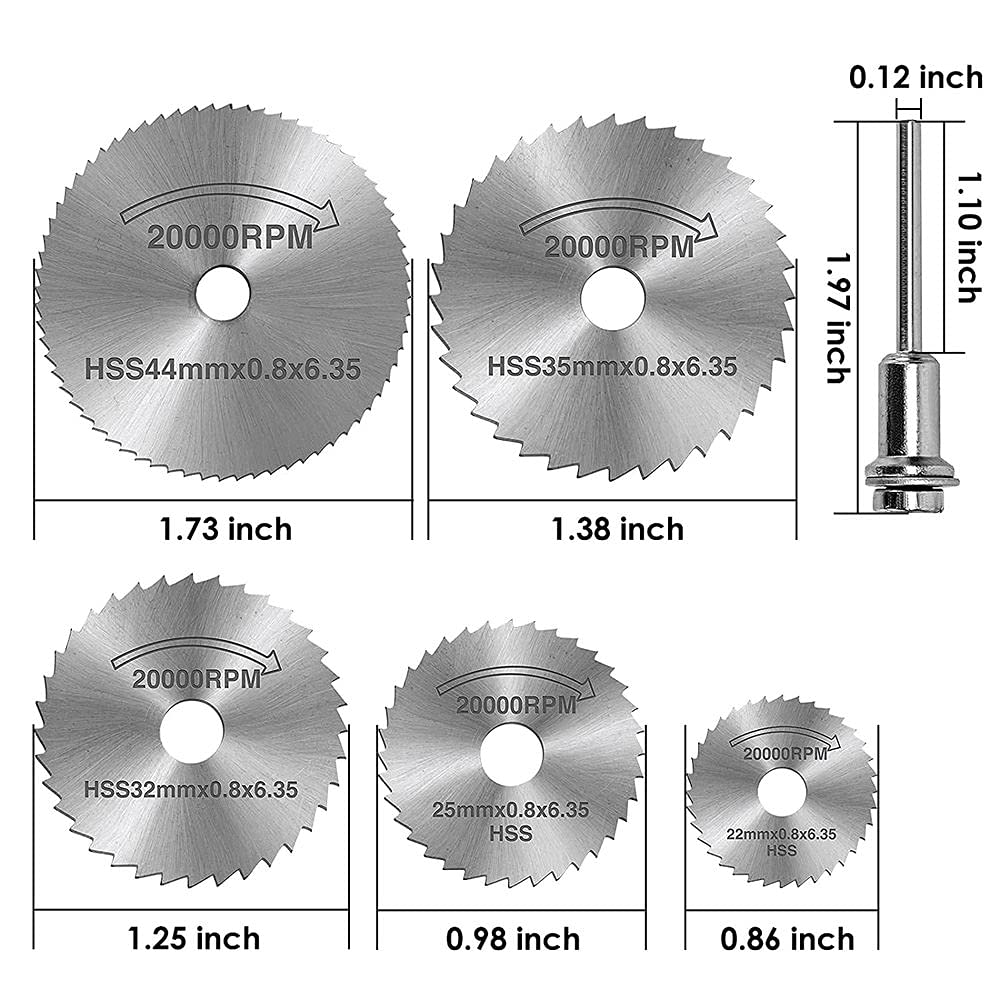 Diy Crafts 11638 India 152 Hss Rotary Saw Blades Blade Disc Saw Carving Buffing Grinder Replacement Mandrel Set, Dno2, Multicolor