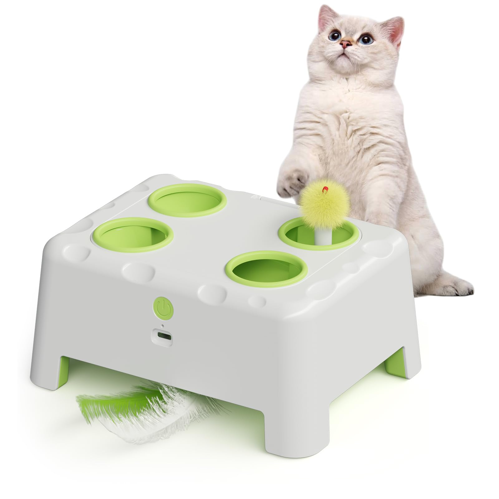 HAPPYCODE Magic House Rechargeable Whack-a-Mole Interactive Cat Toy