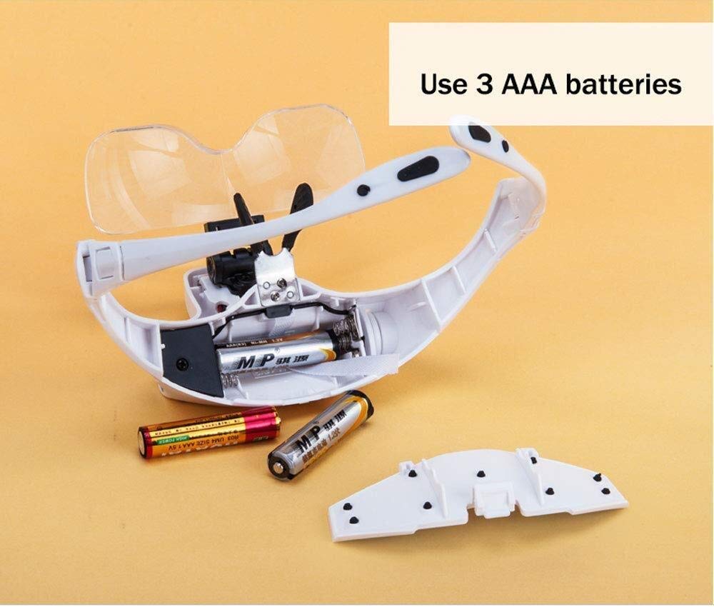 Lupa Portátil con Diadema, Lente De Aumento Ajustable, Ideal para Electricistas, Joyeros, Costureras, Procesos Y Personas Mayores.