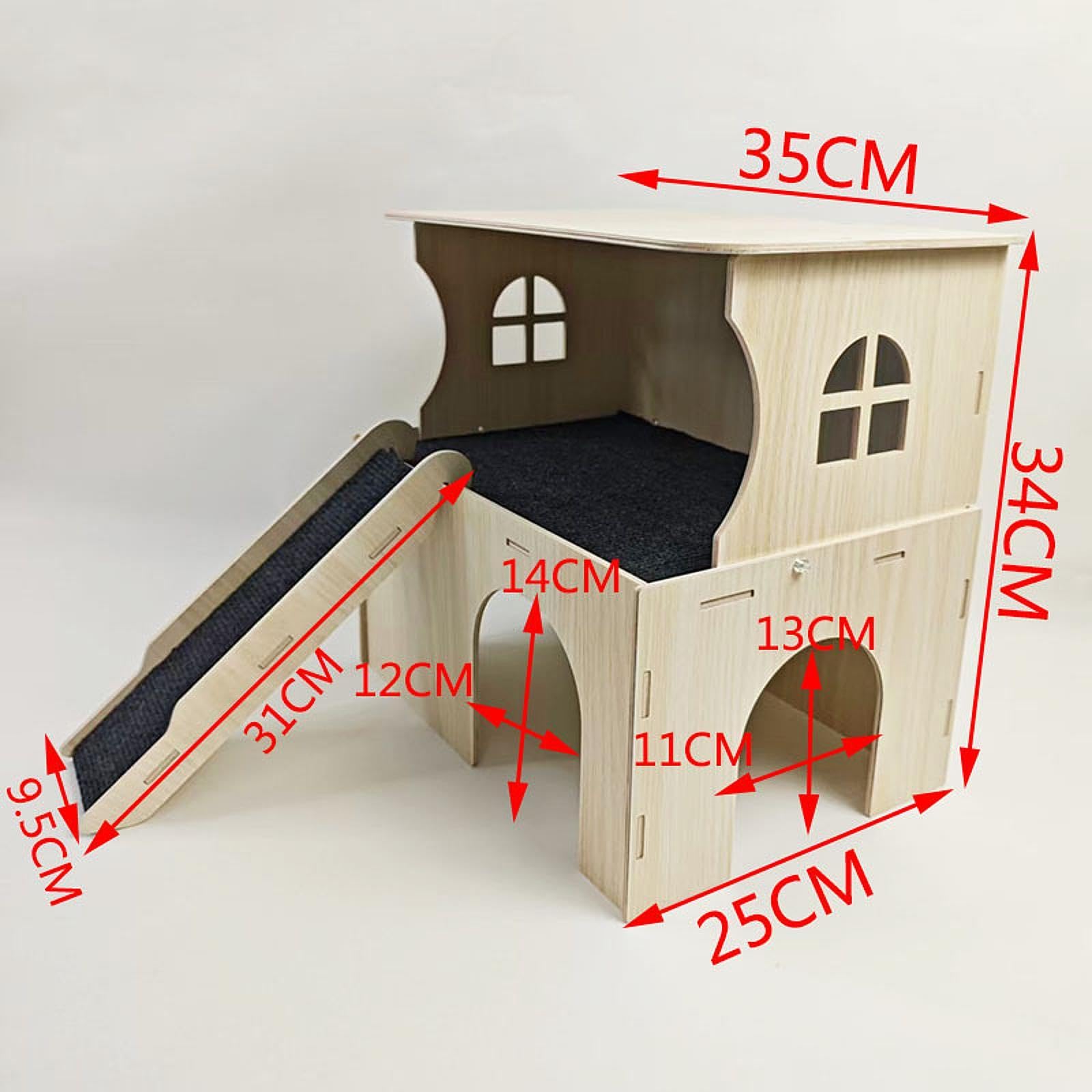 Maison pour Hamsters avec Escalier, Niche, Litière, Habitat pour Lapins, Souris et Hamsters