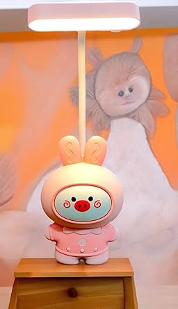 AMANVANI Table Night Lamp for Kids Bedroom with Sharpener & Pen Holder Stand for Girls & Boys, Nightstand Lamp with USB Plug for Kids, Cartoon Study Table Lamp for Kids 1pcs