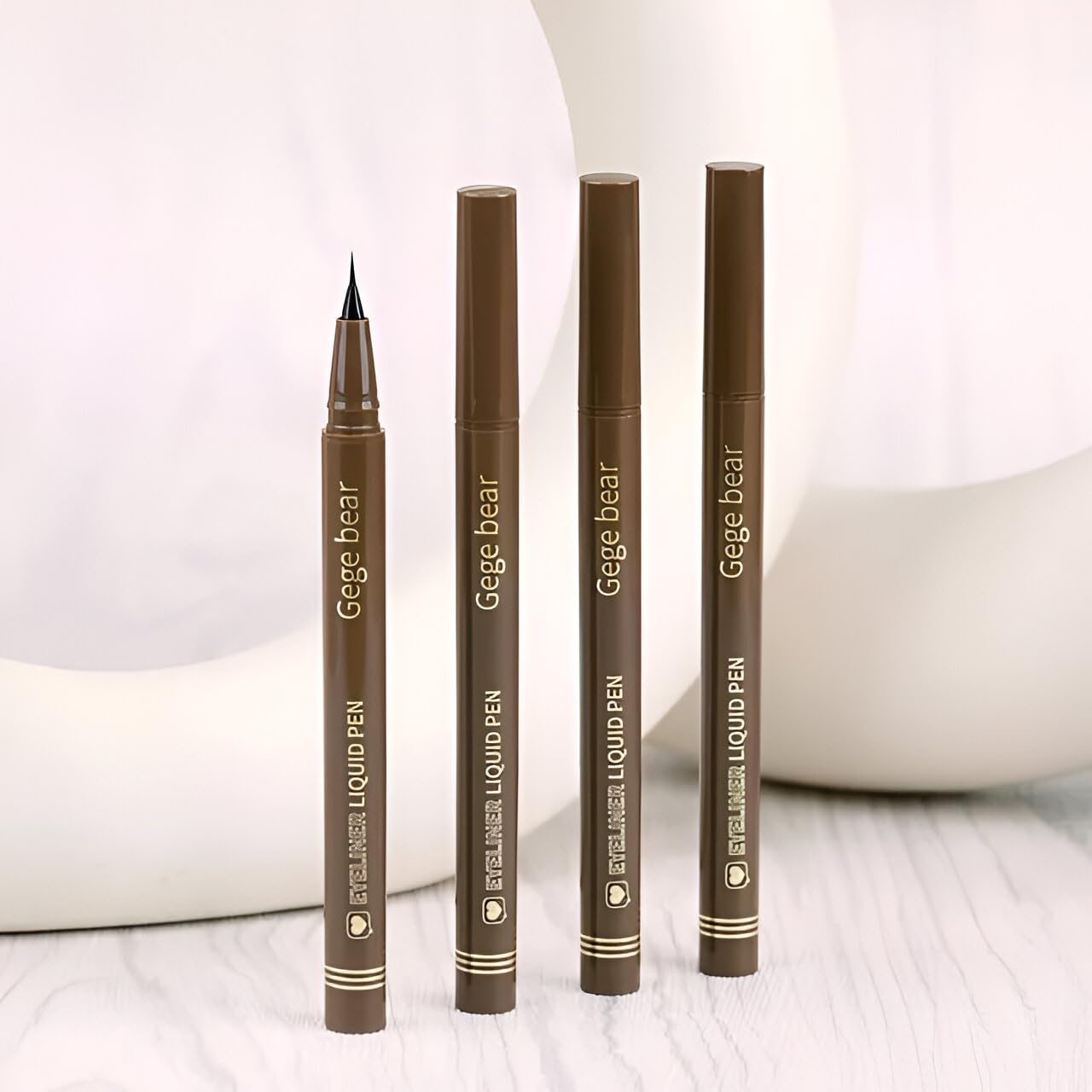 Gege Bear Fine Tracing Quick Eyeliner Liquid Pen | Waterproof Smudge Proof Eye Makeup | 4 Color Brown Black Eye liner | Fine Tip Precision Application | Long Lasting Color Eyeliner Set | Quick Dry Formula | Eye Makeup for Teens Girls Gen Z (04#Dark Brown, 1ml)-image-27