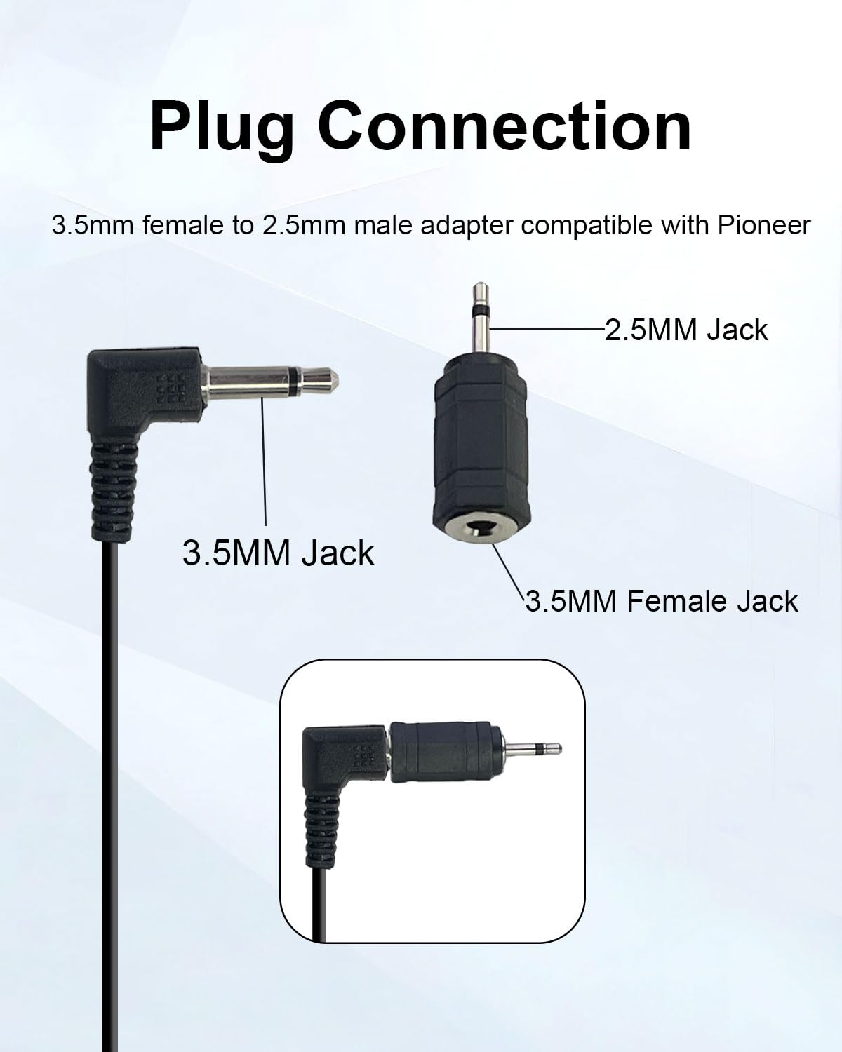 Microphone Voiture 3,5 mm Externe avec Pince en U Compatible avec Sony Pioneer Kenwood JVC Alpine, Micro de Rechange pour Autoradio GPS DVD, Câble de 3M avec Adaptateur 3,5 mm vers 2,5 mm - 2