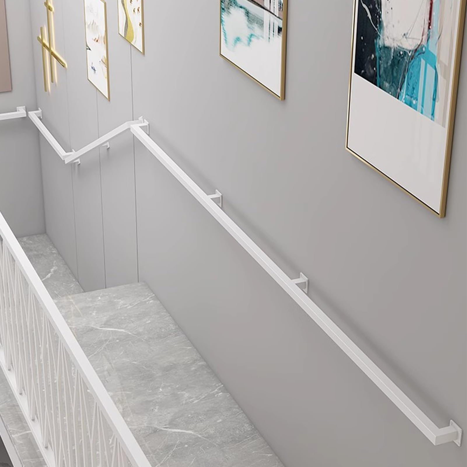 Amazon.co.jp: 白い手すり錬鉄製の階段手すりレール、壁の安全滑り止め