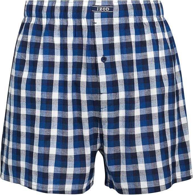 IZOD Men's Boxer Shorts - 8 Pack Loose Fit Mens Underwear Boxers with Button Fly - Classic Woven Boxers for Men (M-2XL)3