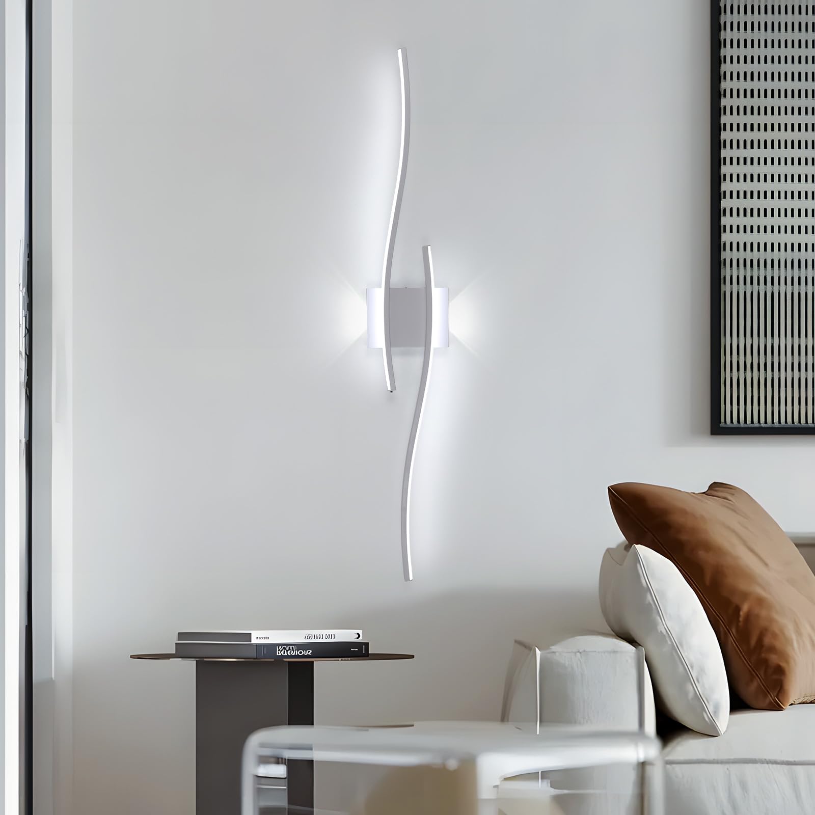 DELIPOP Applique LED da Parete Interno, 27W Lunga Lampada da Parete Moderna, Bianco Freddo 6500K Lampada a Muro Interni per Soggiorno Camera da Letto Bagno Scale Corridoio Cucina