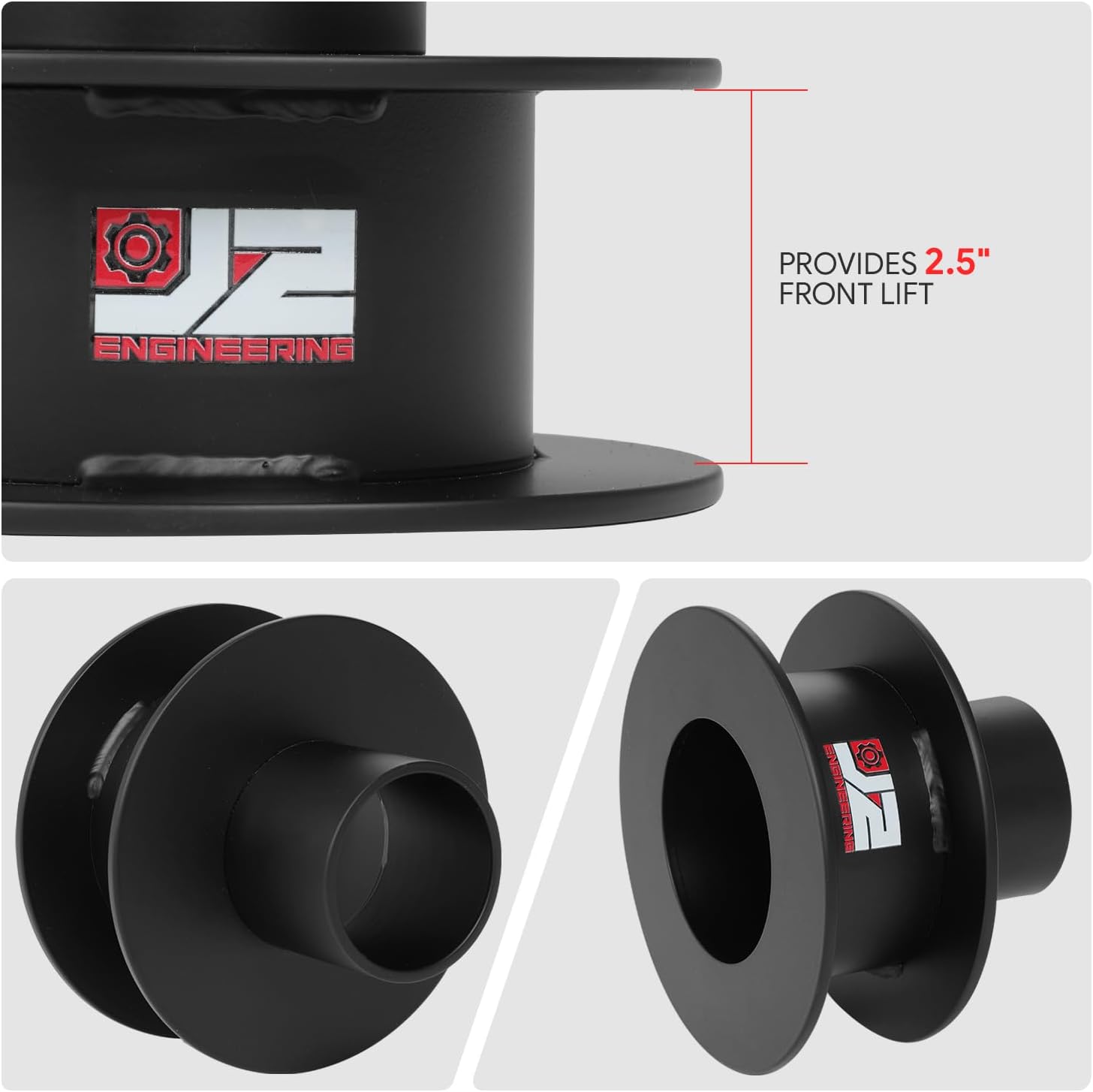 J2 Engineering 2.5" Front Leveling Lift Kit Compatible with 05-23 F250 F350 SD 4WD, Spring Spacers Shock Extensions, J2-LK-FD-F-SE-025-BK