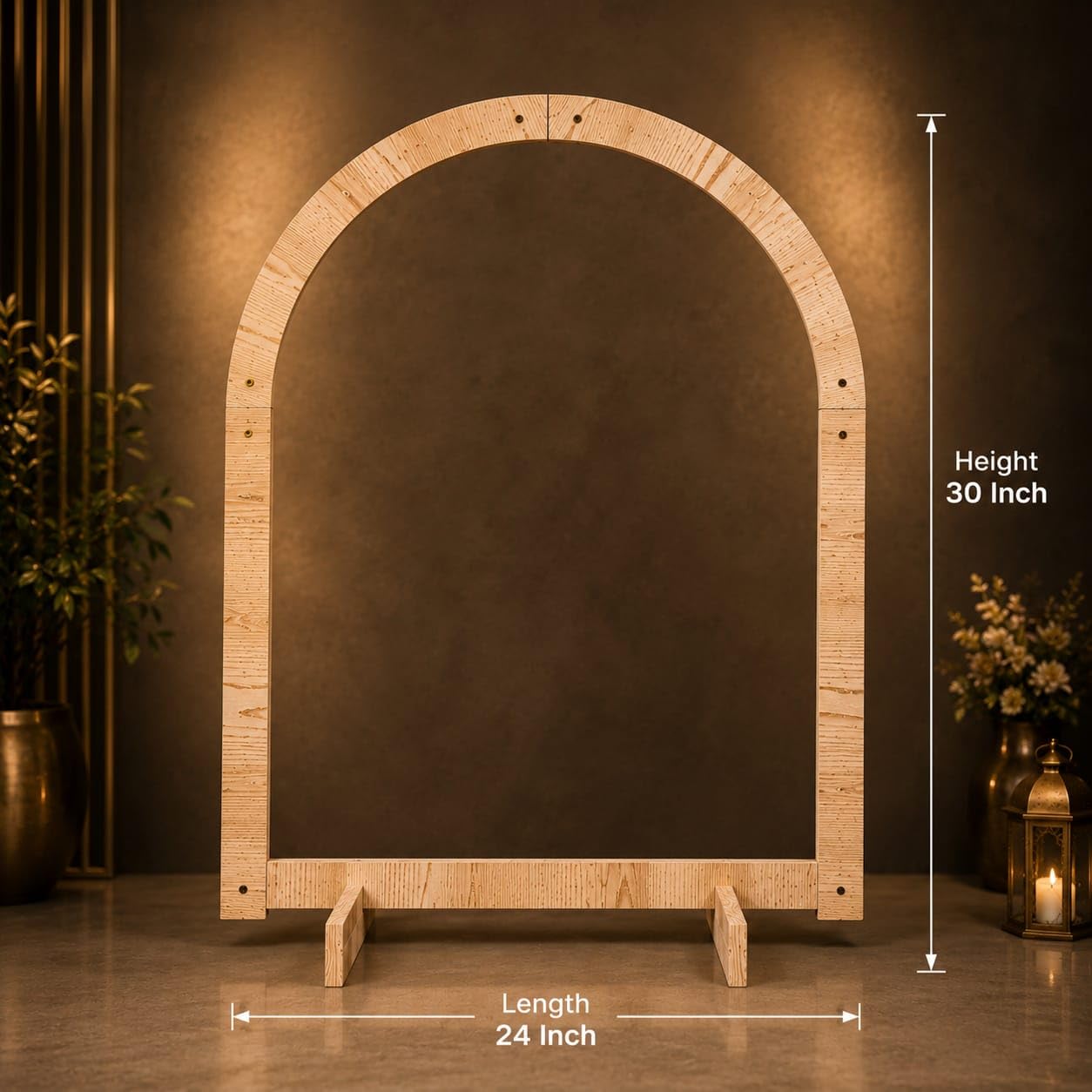 SATYAM KRAFT 1 Piece Foldable Arch Shape Wooden Makhar Mandap | Wooden Pooja Backdrop Stand for DIY Pandal & Temple | Navratri Decoration Setup for Home, Durga Pooja, Pooja Room, Mandir — Amazon image 2