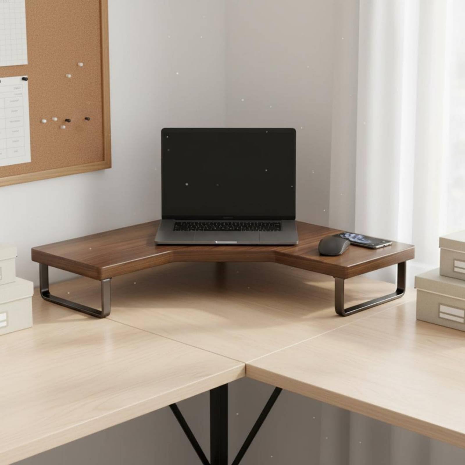 Supporto Desktop Rialzo Schermo Base Pc Scrivania Mensola Legno E Ferro Ergonomico con Spazio per Tastiera E Mouse Adatto per Ufficio Domestico , color to 2 , Standard