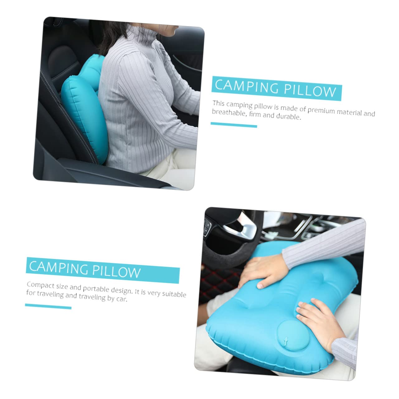 KOMBIUDA Quick Inflate Pillow Back Support Cushion Neck Head Comfort Compact for Travel Easy to Use
