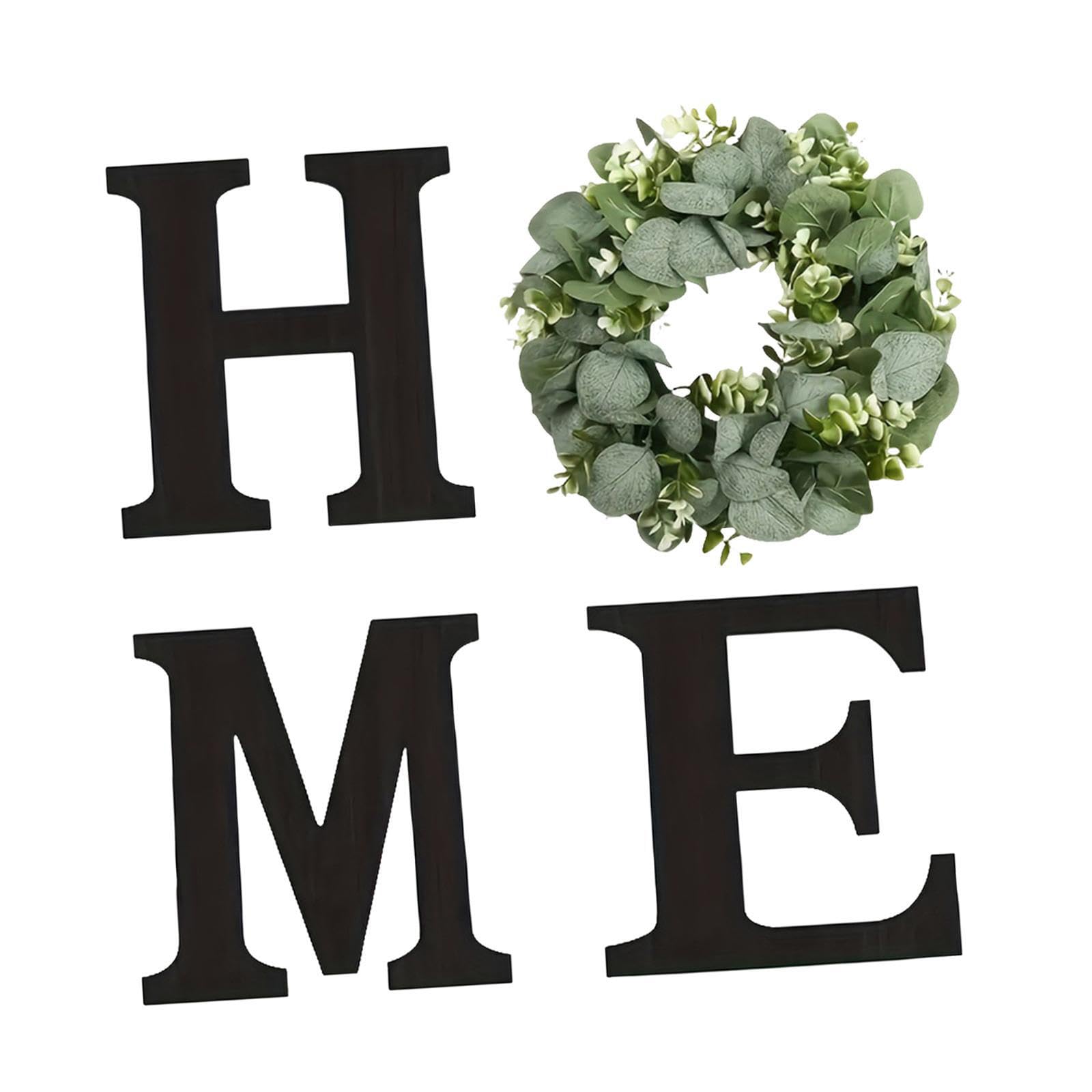 KIXZSAZ Stylish Wooden Home Letters Sign With Wreath For Rustic Themed Wall Decor Creating Warm Atmosphere Wooden Home Letters Sign With Artificial Wreath