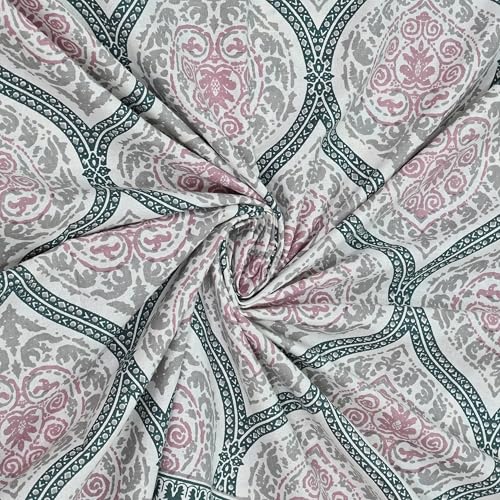 Image of 100% Cotton Single Bedsheet with 1 Pillow Cover | 240 TC Pure Cotton Flat Bed Sheet | Traditional Jaipuri Printed Bedding Set | Soft & Breathable | 60 x 90 Inch (Rangmahal Single 16)