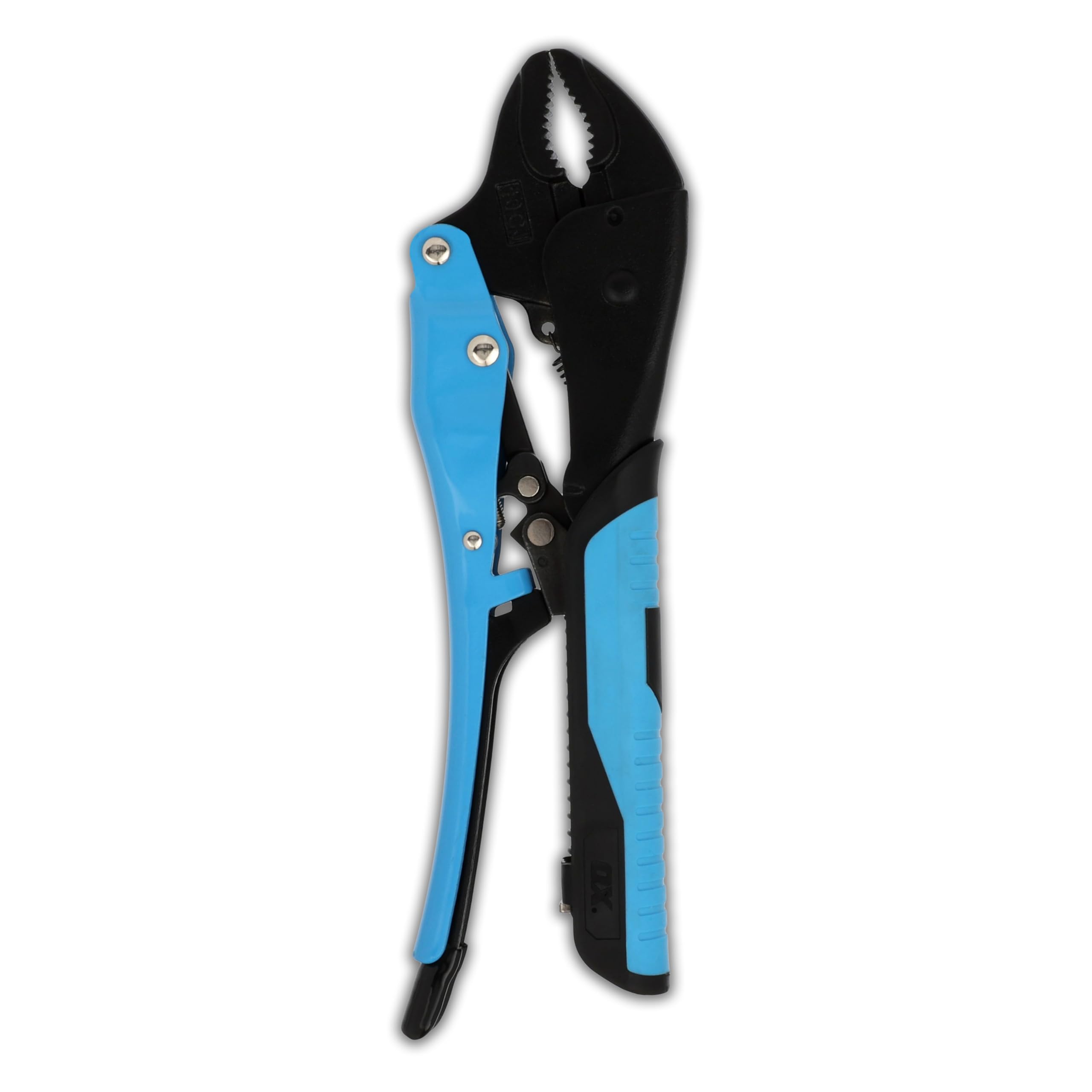 OX Tools Auto Adjust Locking Pliers 10-Inch - Heavy-Duty Curved Jaw Clamp with Quick Release, Blue
