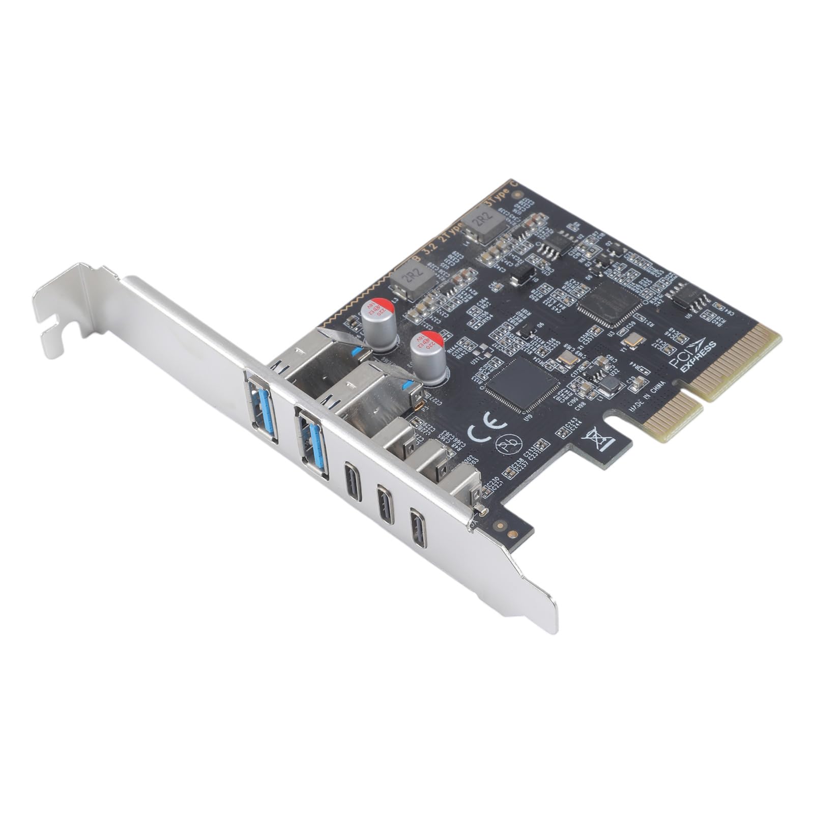 PCIE - Tarjeta adaptadora USB 3.2 Gen 2 de 5 puertos con puerto USB y tipo C para conexiones fiables, transmisión de datos tipo C y puerto USB