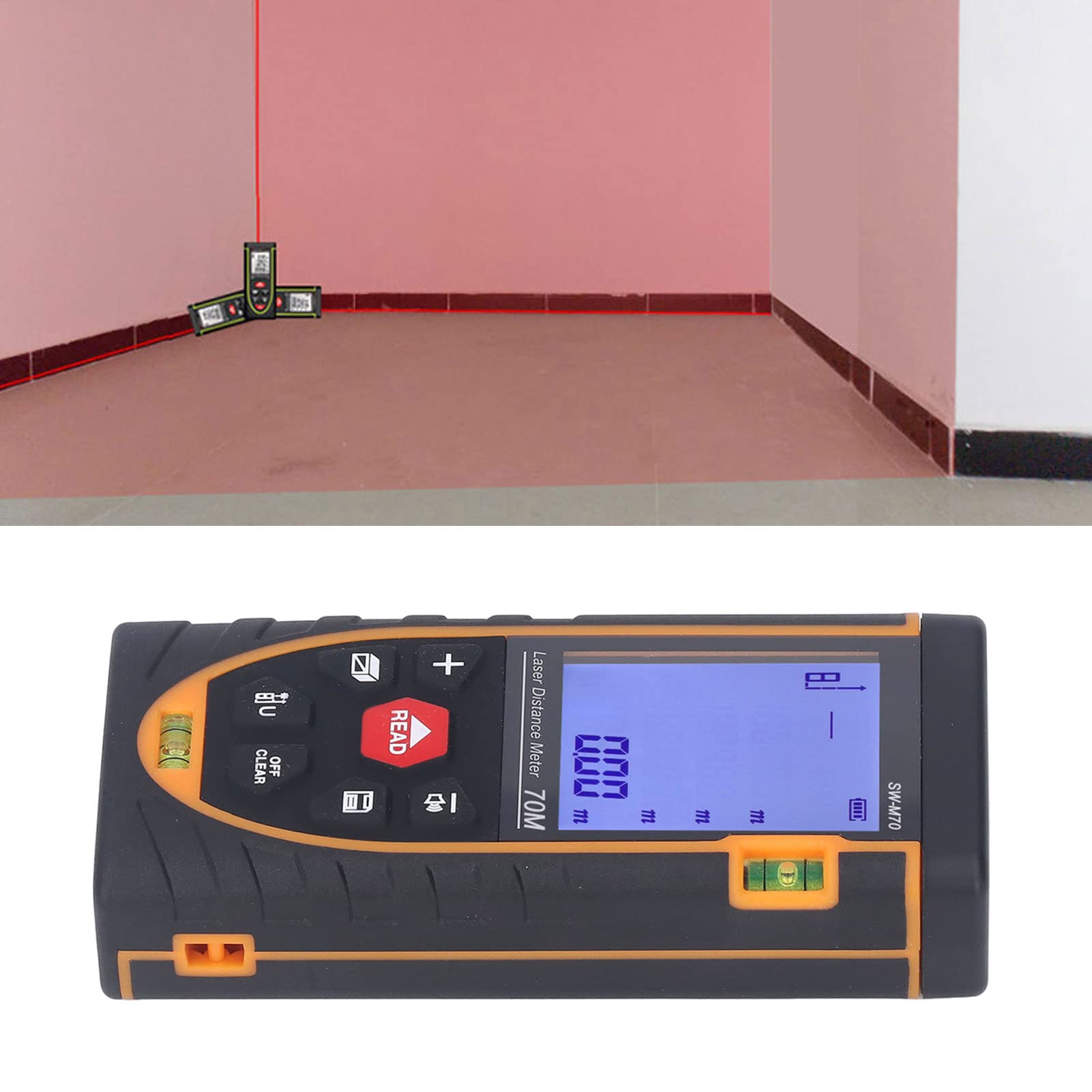 WINH Télémètre Infrarouge Grand écran avec Rétro-éclairage Portable Haute Précision pour l'usine (SW-M70)