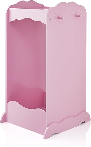 Miniatura 8 de Guidecraft Centro de disfraces  Natural armario de madera con espejo para niños, estación de almacenamiento de juegos de simulación con estante y