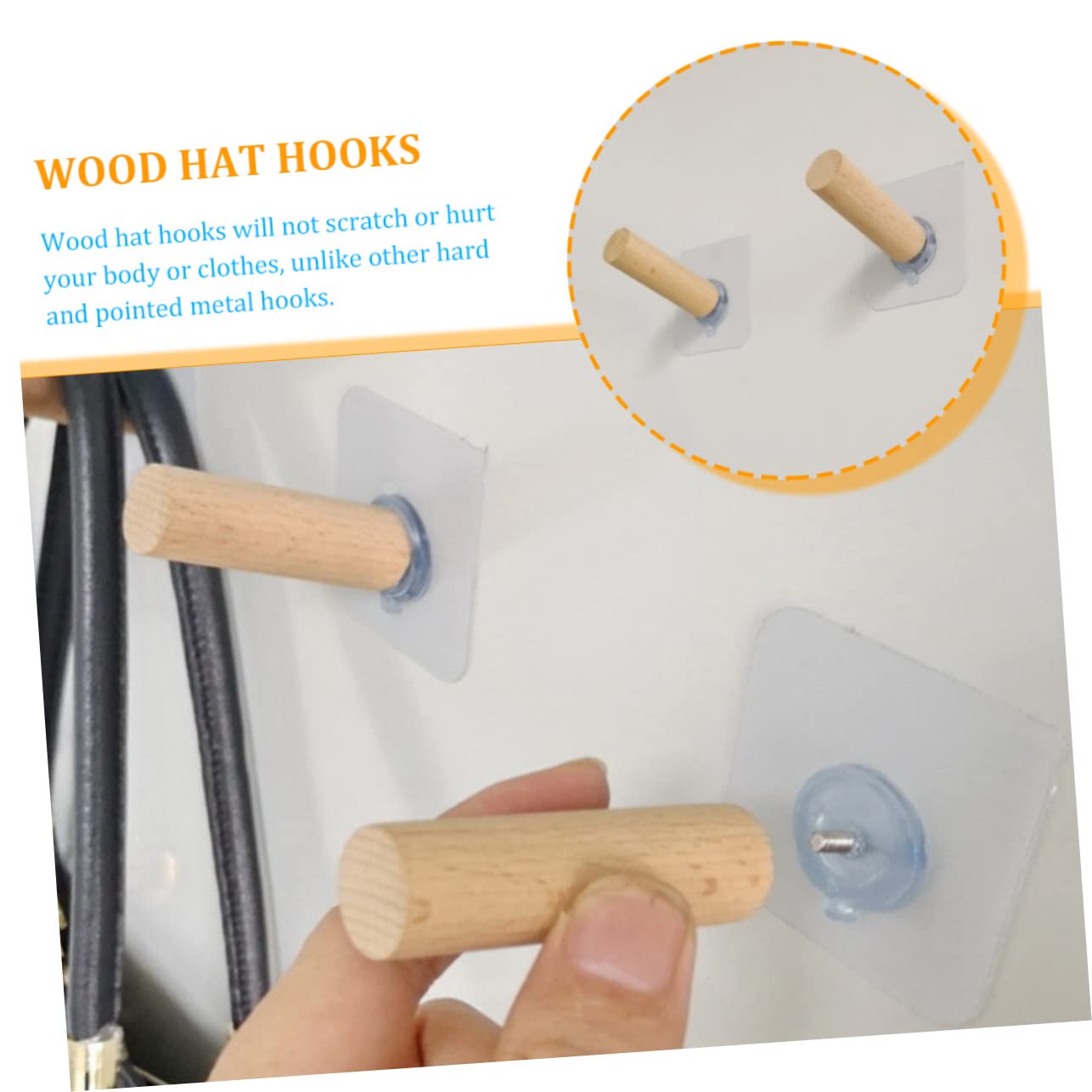 DECHOUS 3 Ensembles Crochet En Bois Sans Trou Rangement Decoration Noel Crochets Adhesifs Decor Noel Pour Vêtements Clé Crochets De Coattant Robustes Cintre Plastique 6 Pièces * 3