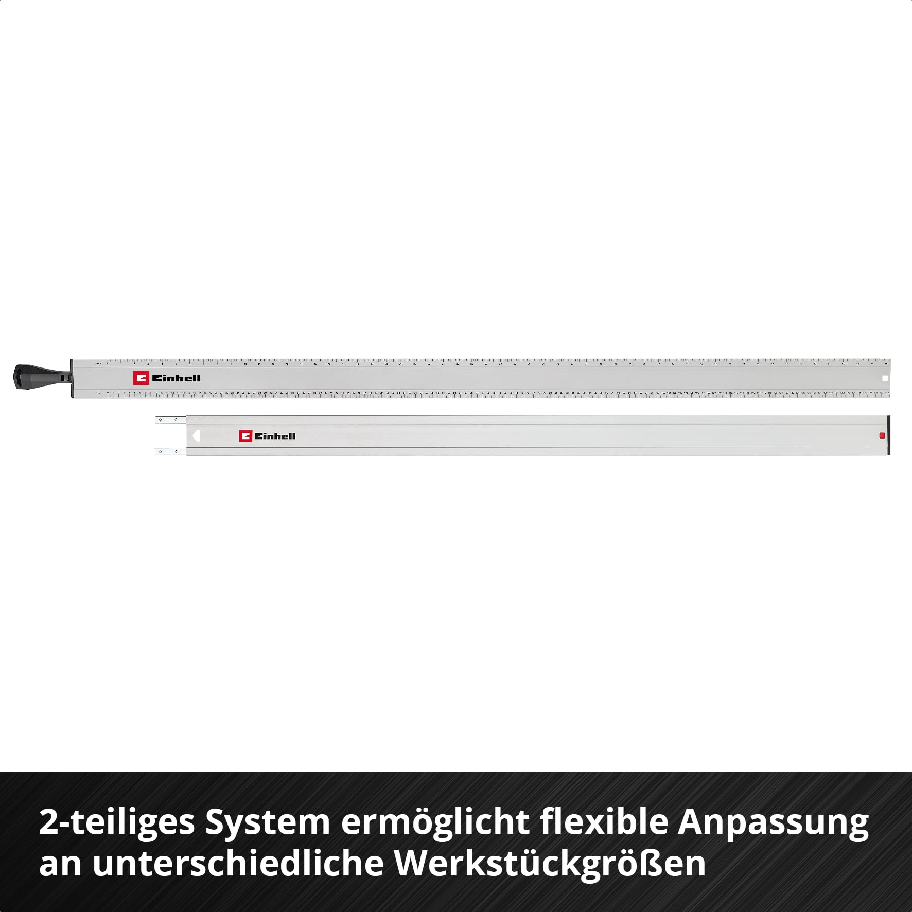 Einhell Universal-Sägeschiene, 2-tlg. (max. Spannweite 2500 mm, Spannkraft 50 kg, Aluminiumprofil, rutschhemmende Klemmflächen, Schnellspannmechanismus, kompatibel mit Stichsägen & Handkreissägen)