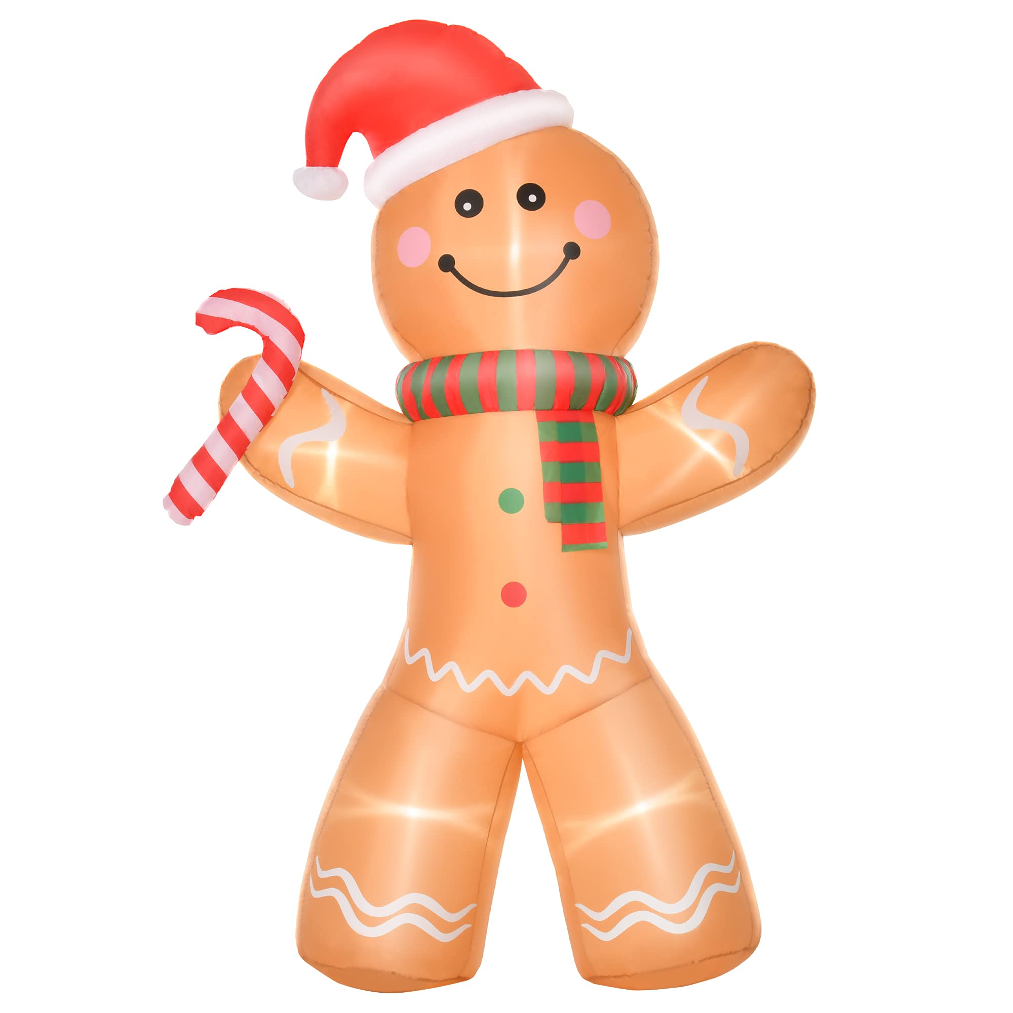HOMCOM 240 cm Aufblasbare Weihnachtsdeko Aussen Lebkuchenmann Deko